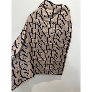 Lanvin Paris Silk Foulard Scarf Logo Print Beige Black W090151421P5B NWT